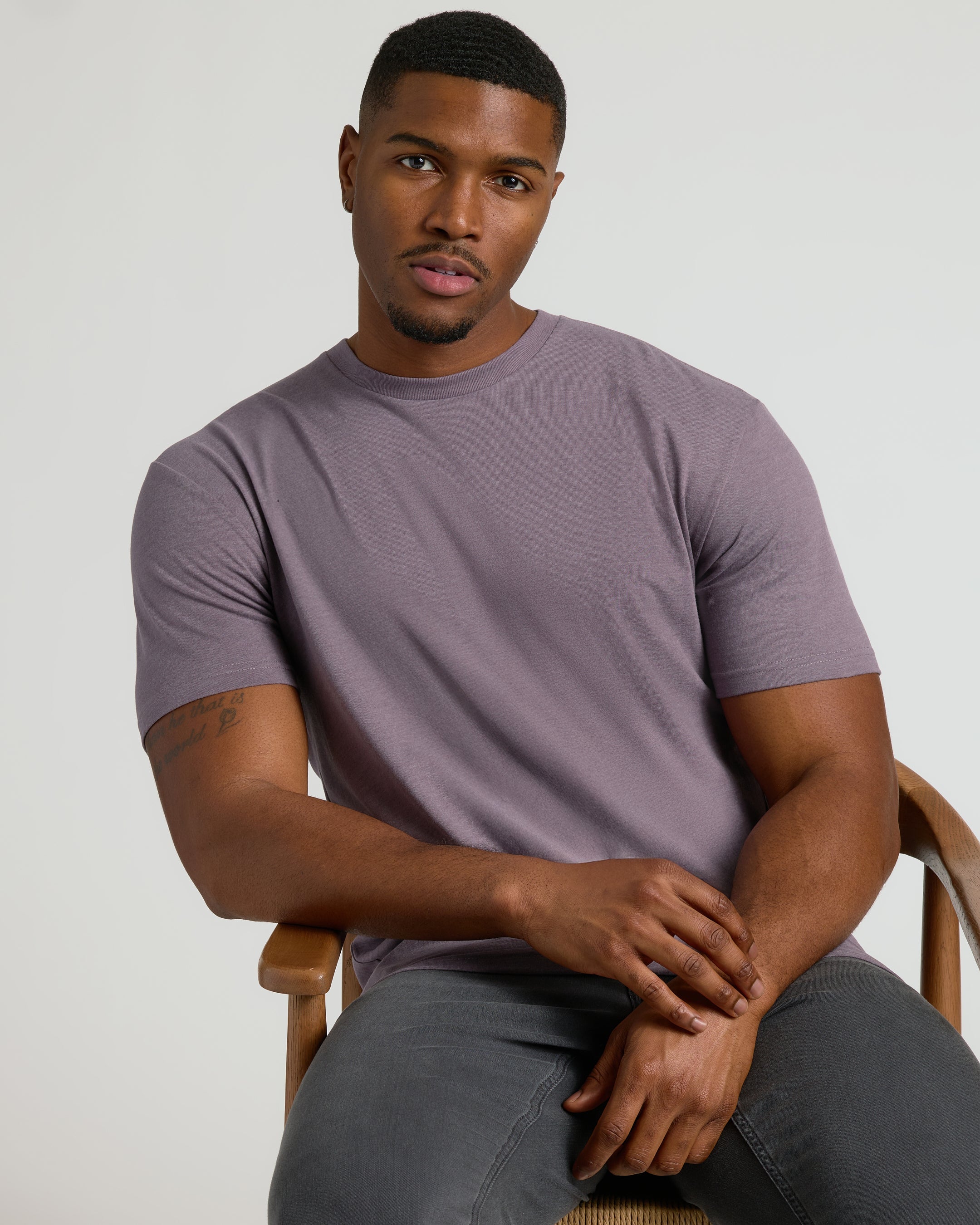 Dark Heather Amethyst Tall Straight Hem Crew Neck T-Shirt