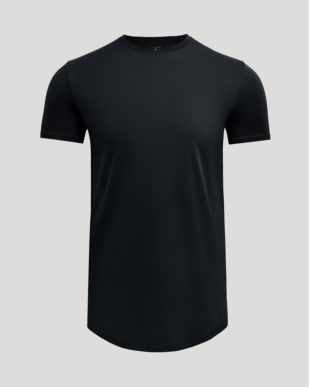 Black Tall Pima Cotton Blend Curved Hem Crew