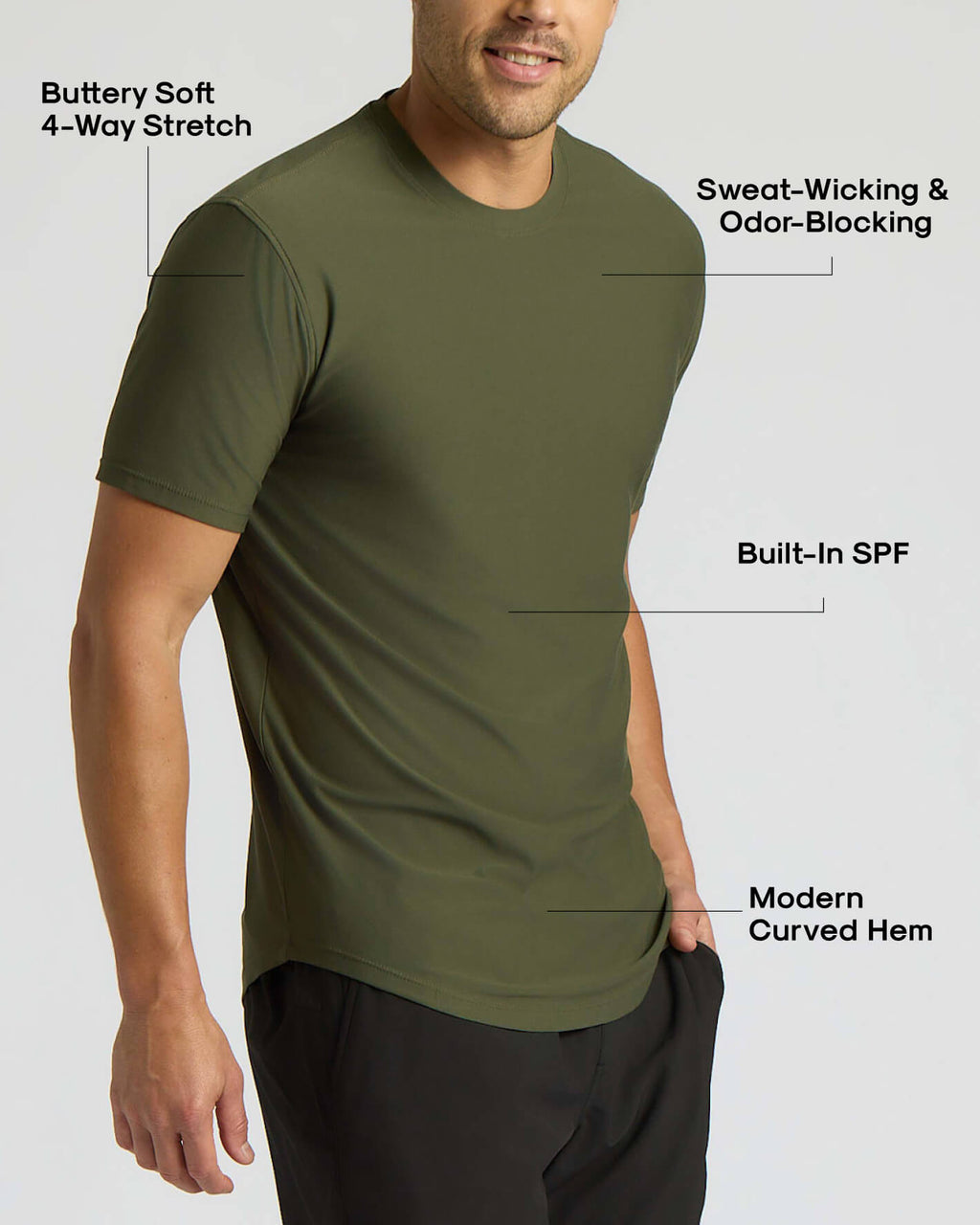 Active Curved Hem Crew 3-Pack