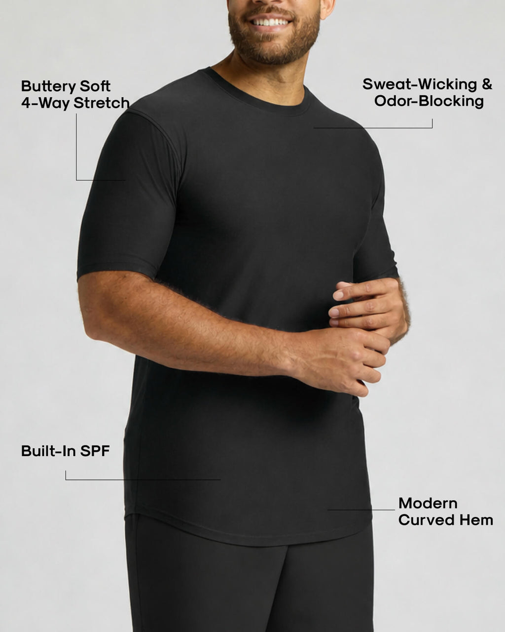 Black Tall Active Curved Hem Crew