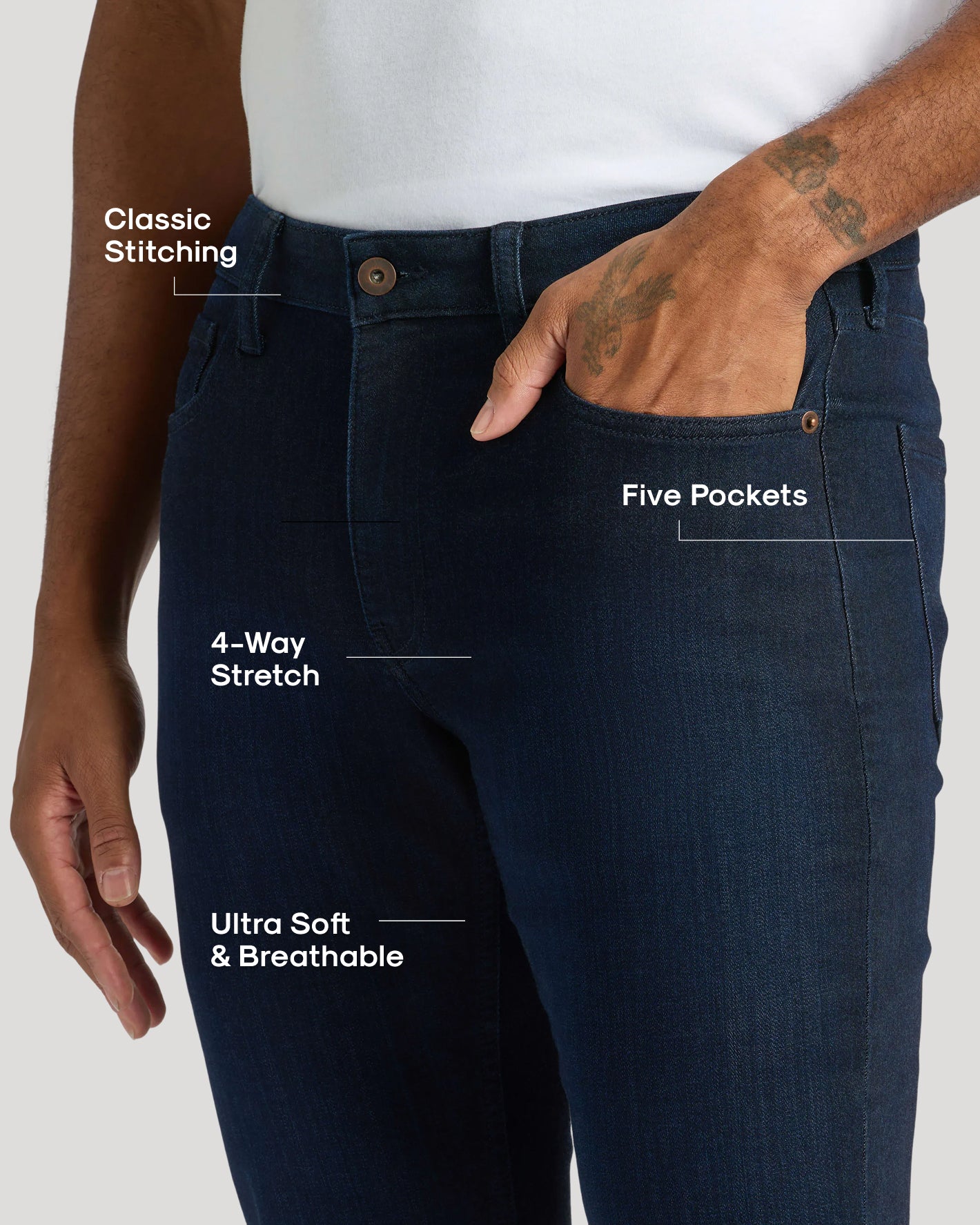 Indigo Wash Slim Comfort Stretch Jeans - Combined Sizing