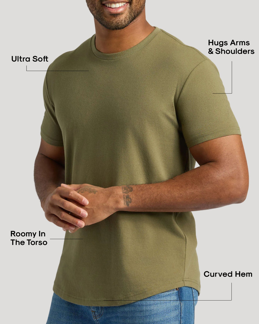 Classic Curved Hem Crew Neck 3-Pack
