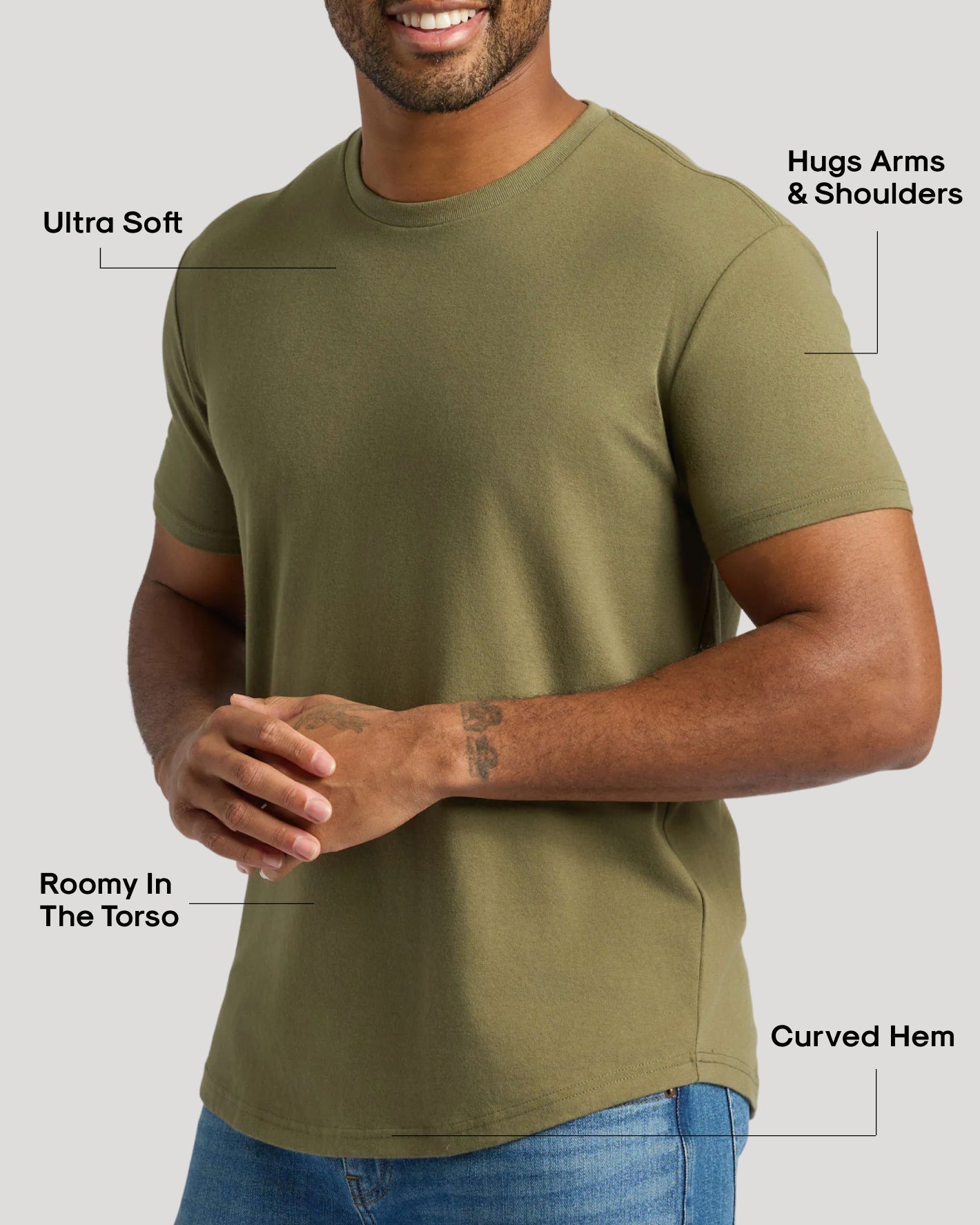 Classic Curved Hem Crew Neck 3-Pack