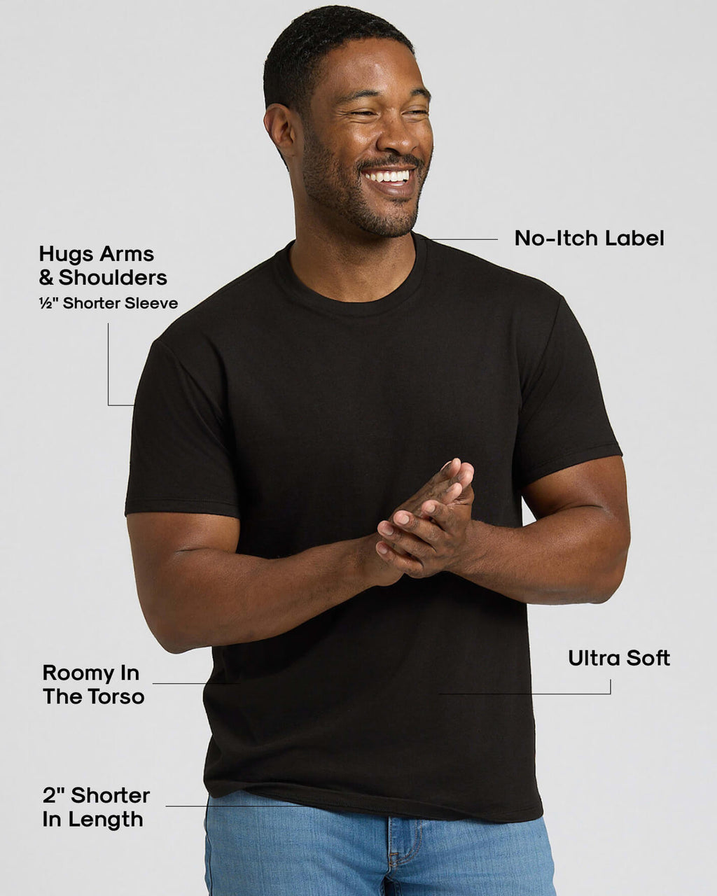 All Black Short Classic Crew Neck 6-Pack