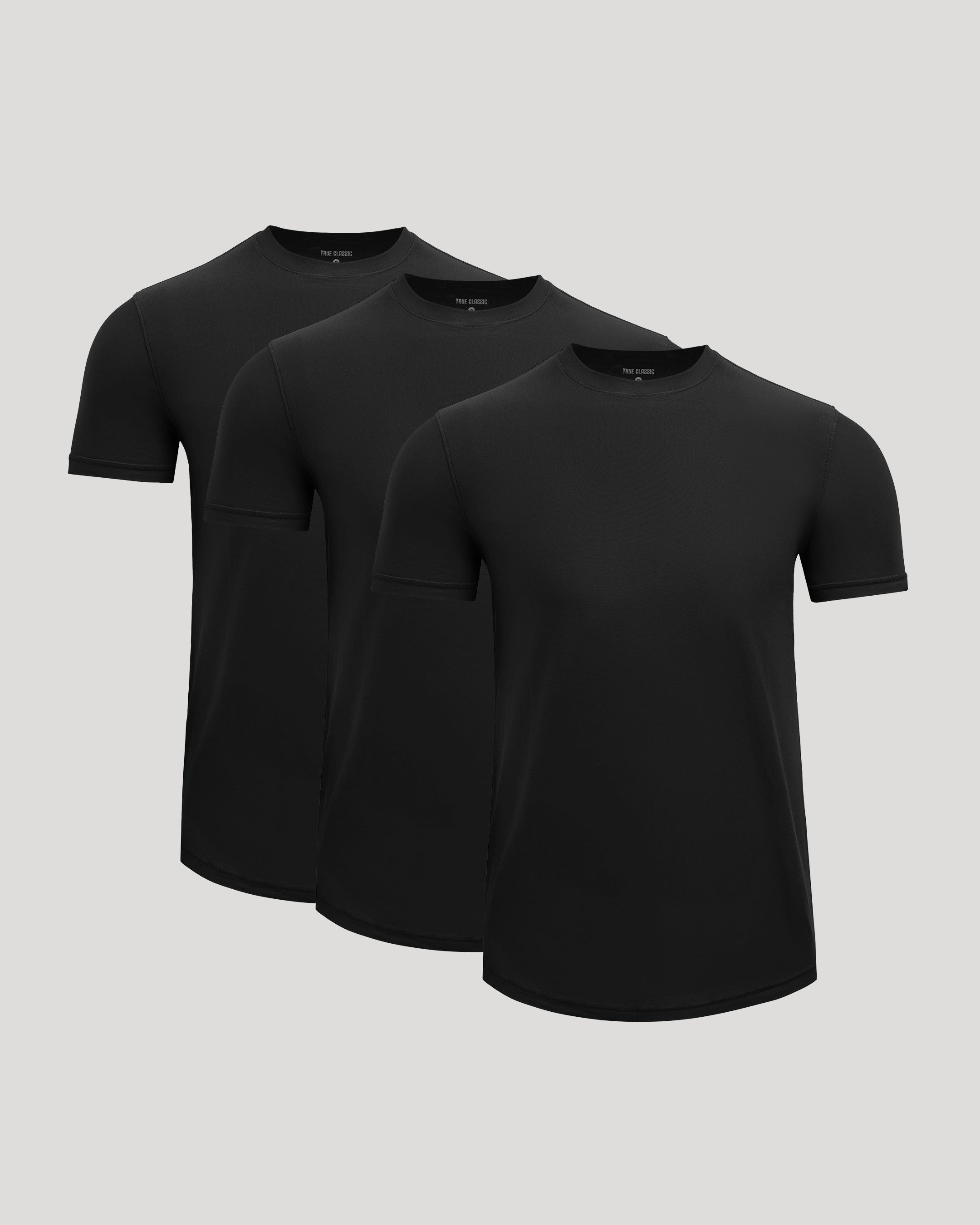 All Black Active Curved Hem Crew 3-Pack