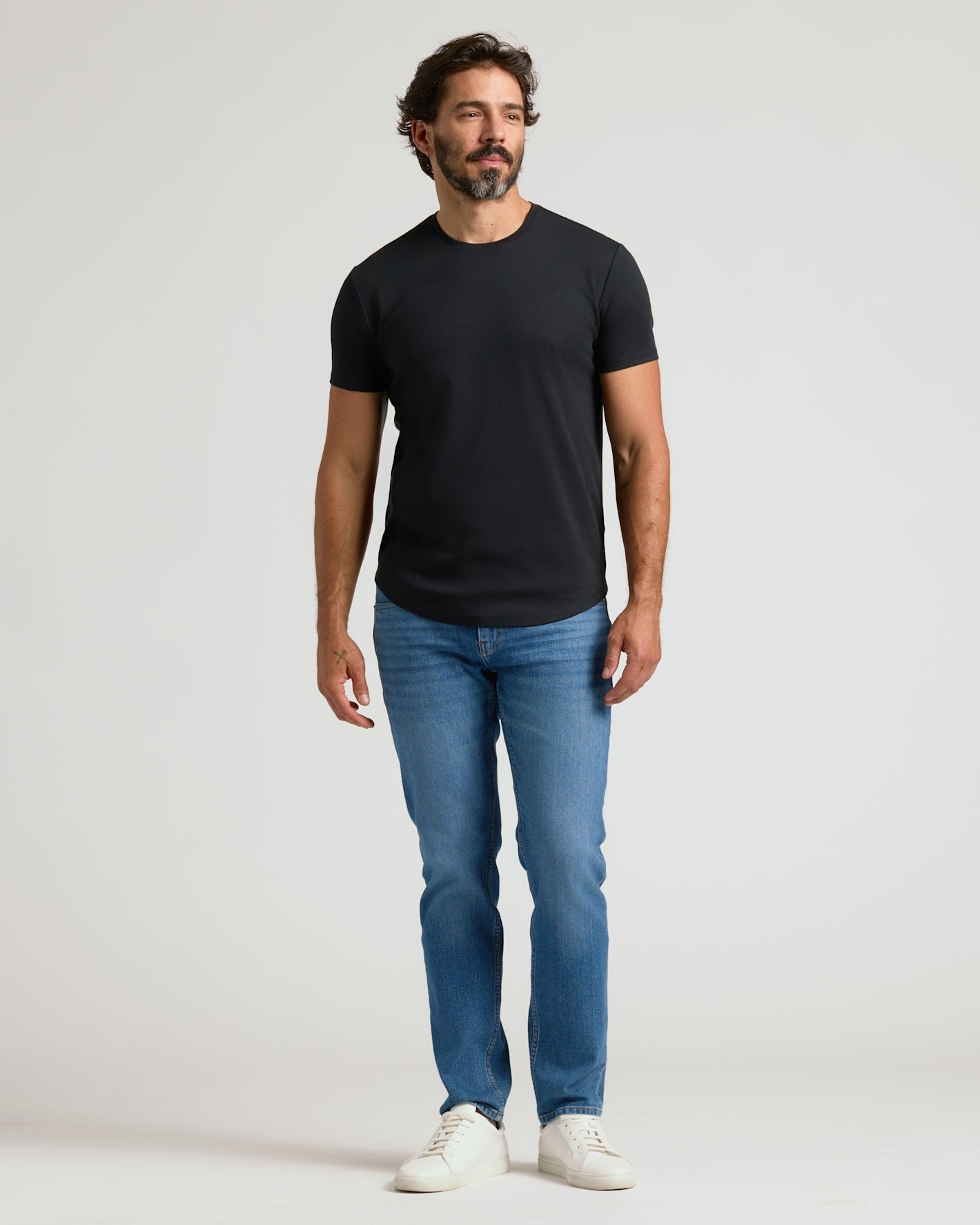 All Black Pima Cotton Blend Crew 2-Pack