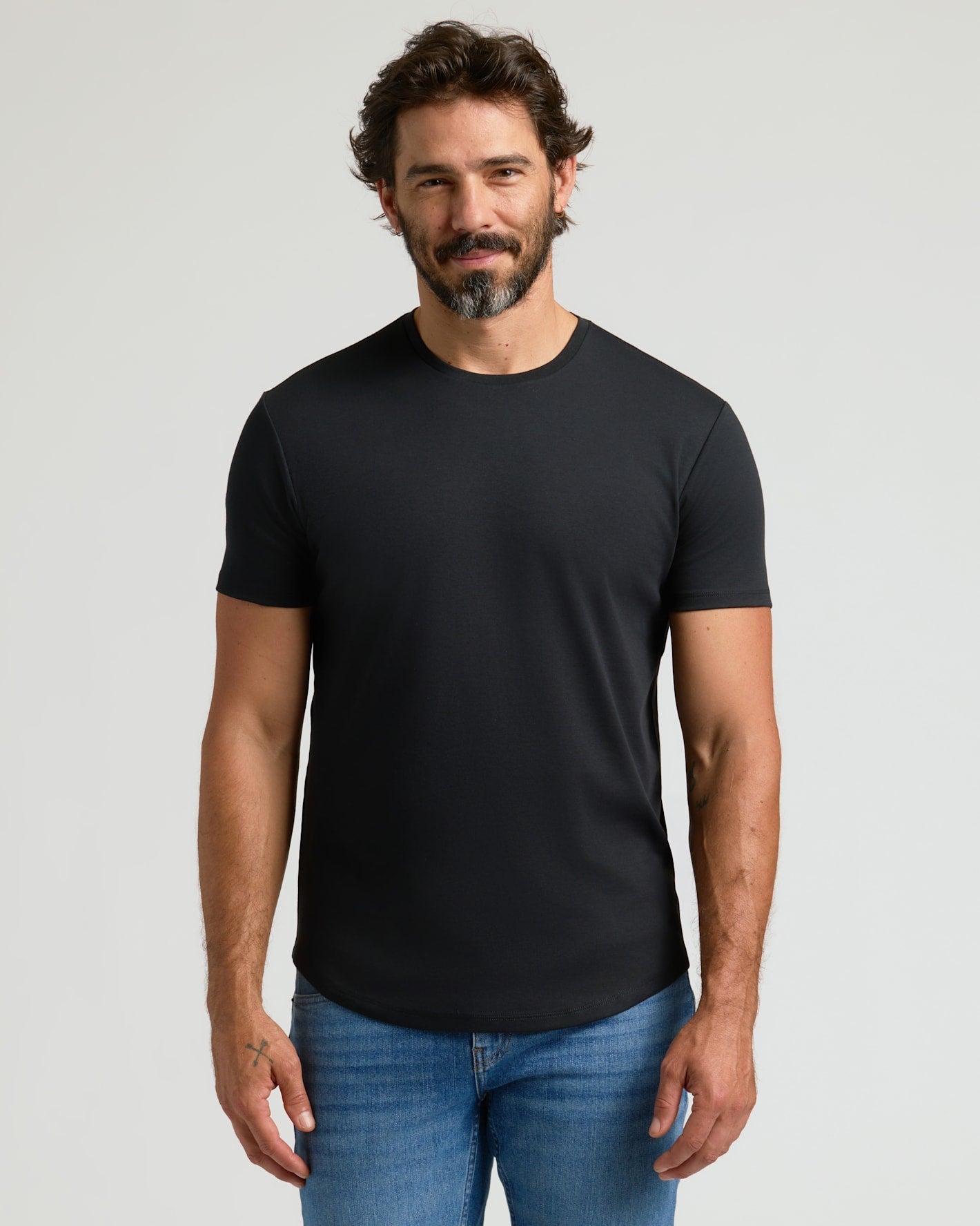 All Black Pima Cotton Blend Crew 2-Pack