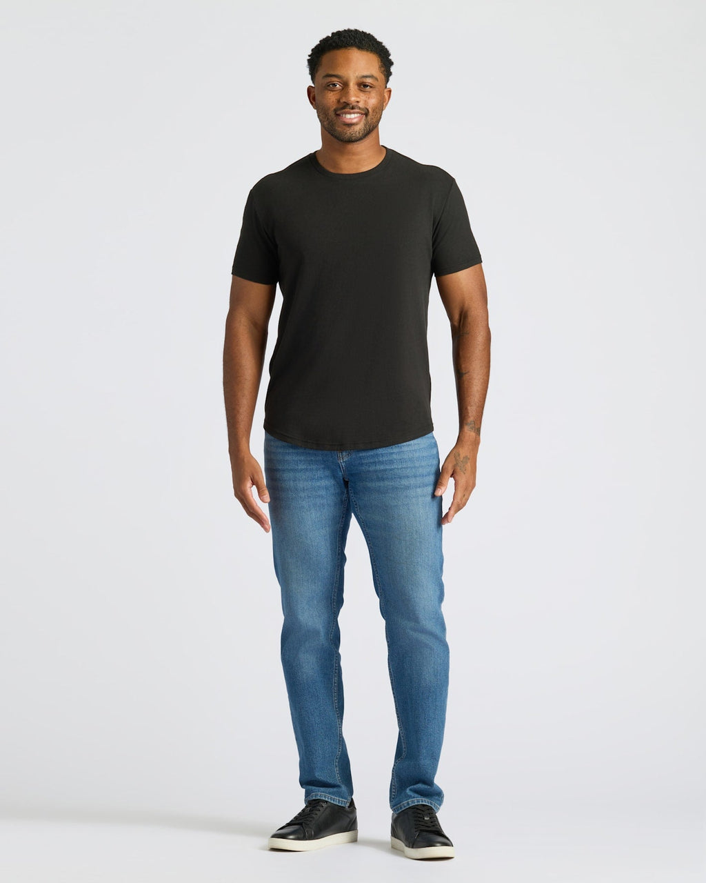 All Black Classic Curved Hem Crew Neck 3-Pack
