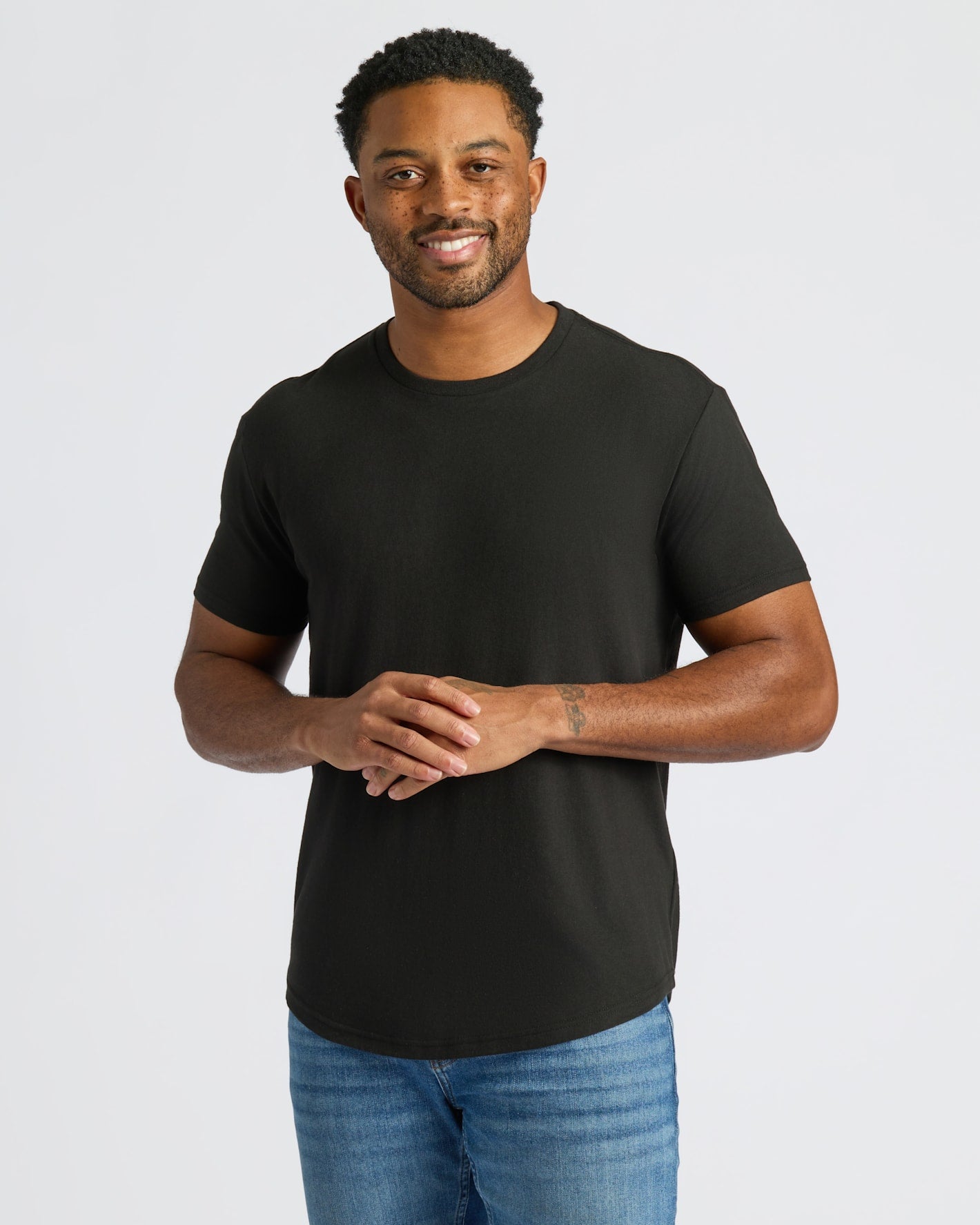 Black Curved Hem Classic Crew Neck 6-Pack