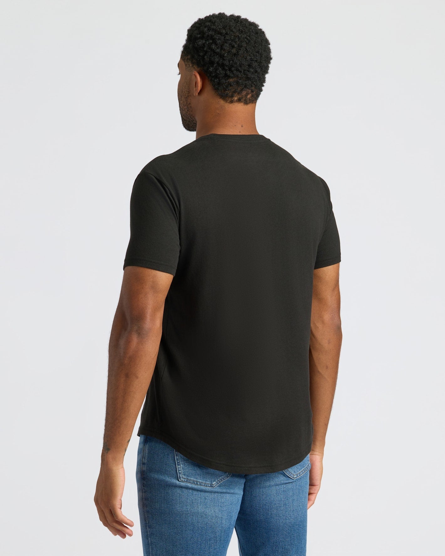 All Black Classic Curved Hem Crew Neck 3-Pack