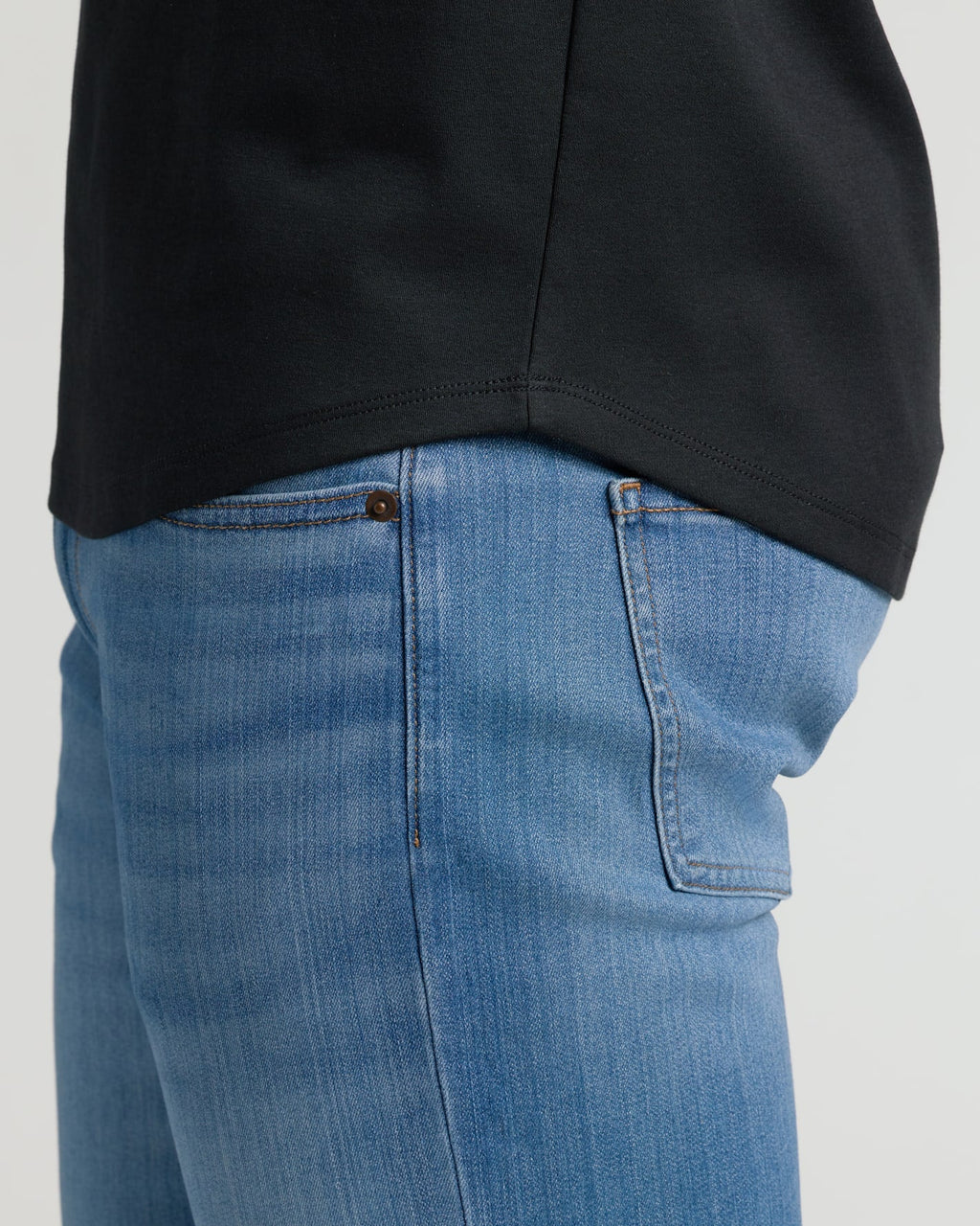 Black Tall Pima Cotton Blend Curved Hem Crew