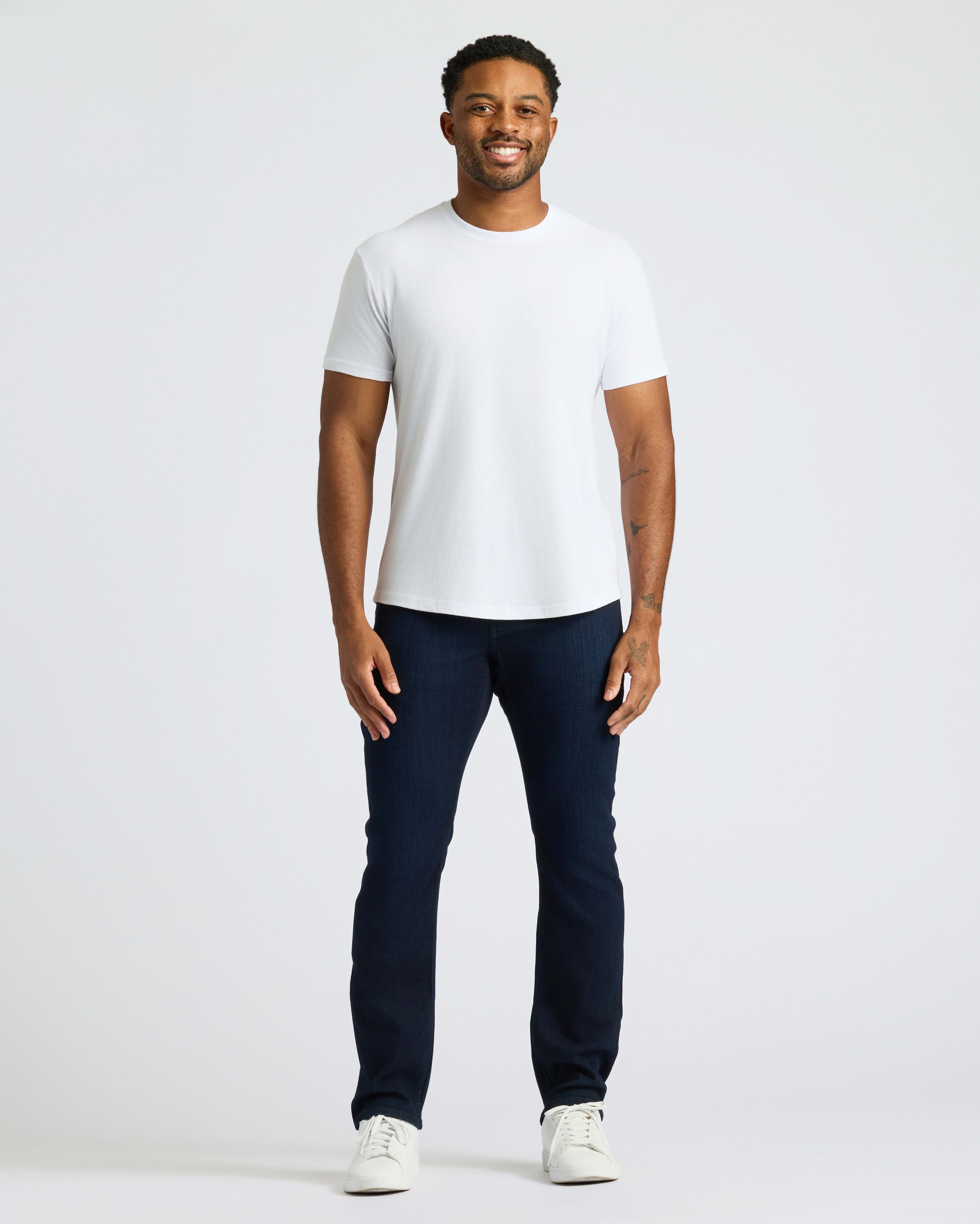 Black & White Curved Hem Classic Crew Neck 6-Pack