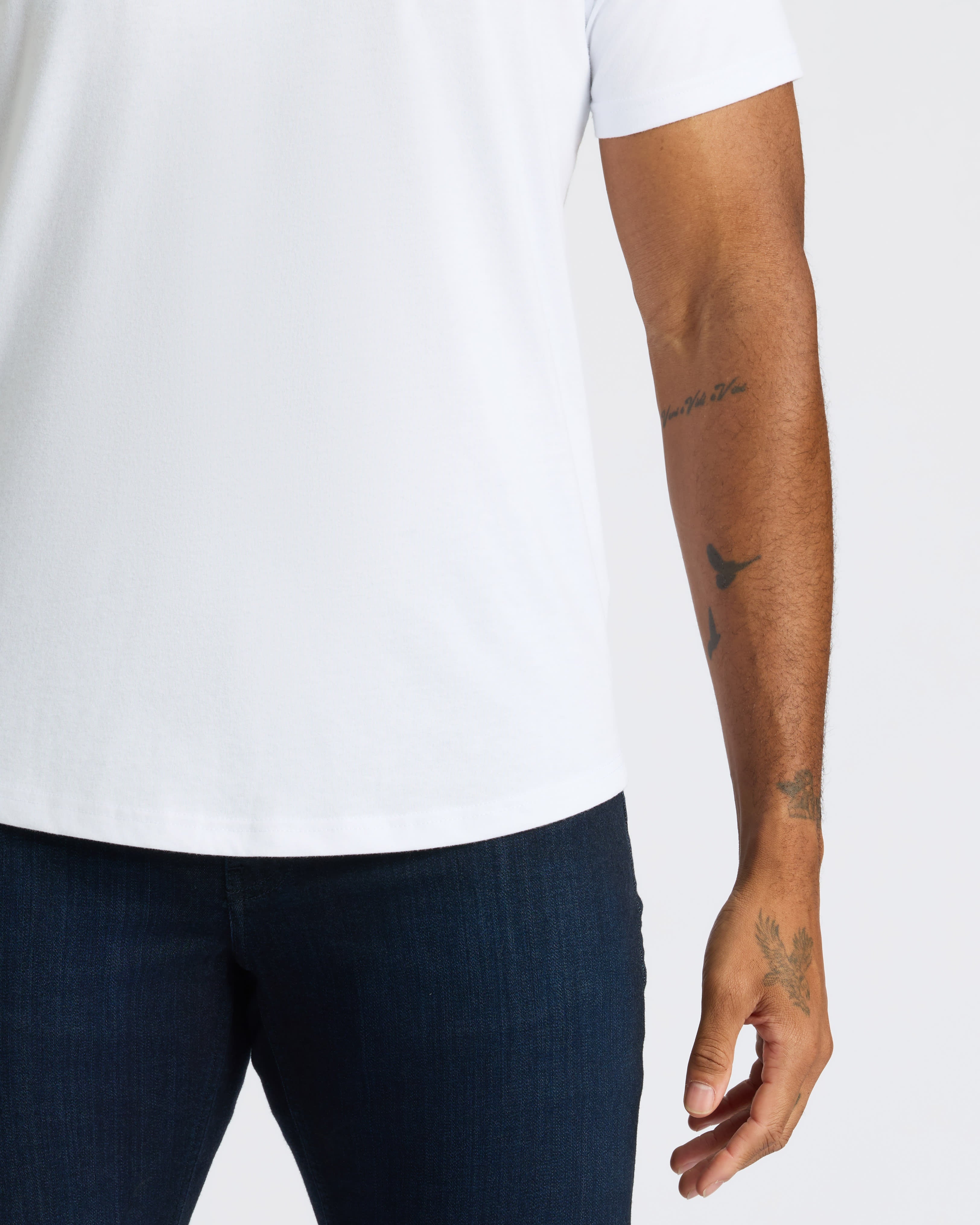 All White Curved Hem Classic Crew Neck 10-Pack